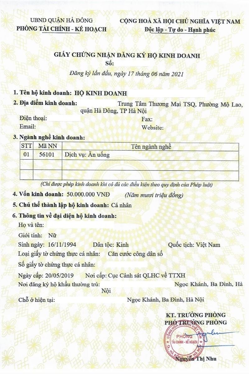 Thay đổi giấy phép kinh doanh hộ cá thể