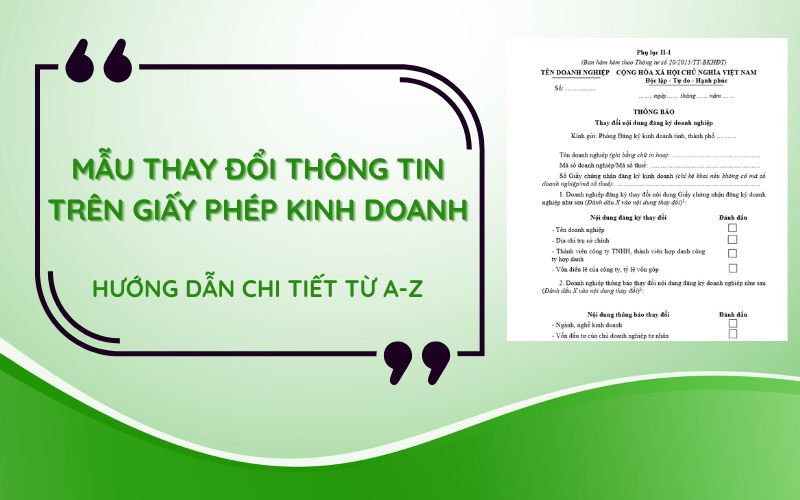 Mẫu thay đổi thông tin trên giấy phép kinh doanh