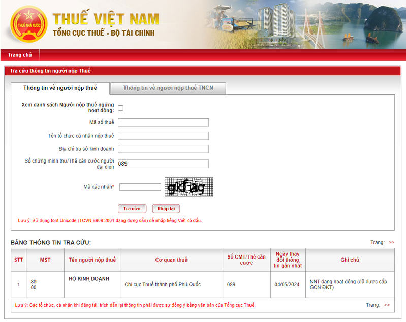 Hướng dẫn tra cứu mã số thuế doanh nghiệp và mã số thuế hộ kinh doanh